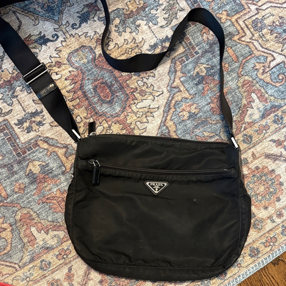 Prada Black Nylon Messenger Crossbody Bag